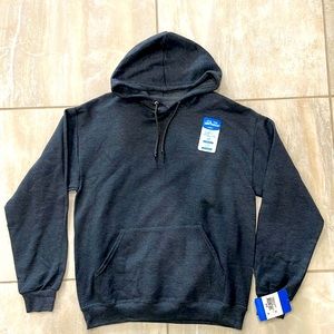 Mens Fruit of the Loom Grey Hooded Sweatshirt NWT